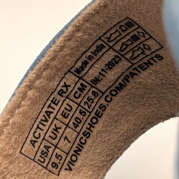 Vionic Activate RX Suede Buckle T-Strap Sandals Women's Blue Size US9.5 EU40.5 - Picture 7 of 13